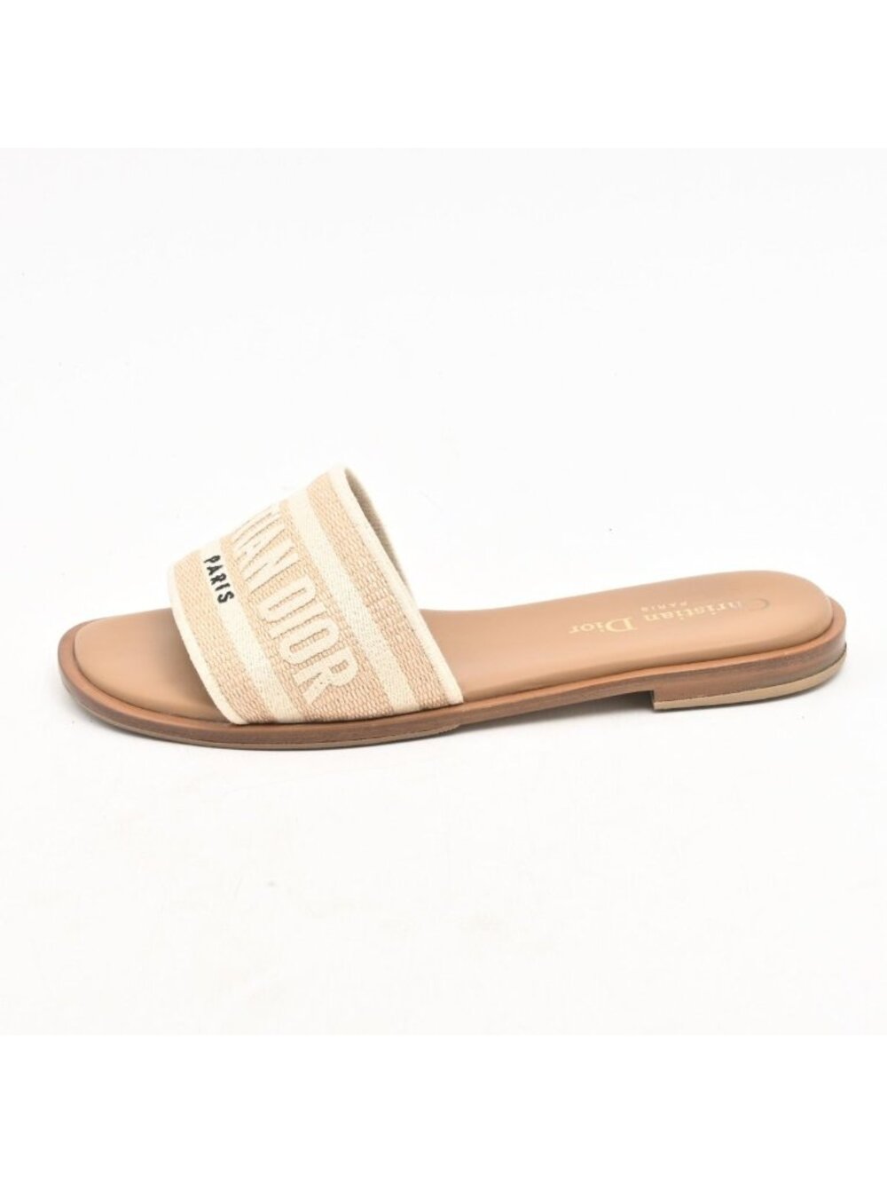 Dior Sandals Brown Beige White Leather
